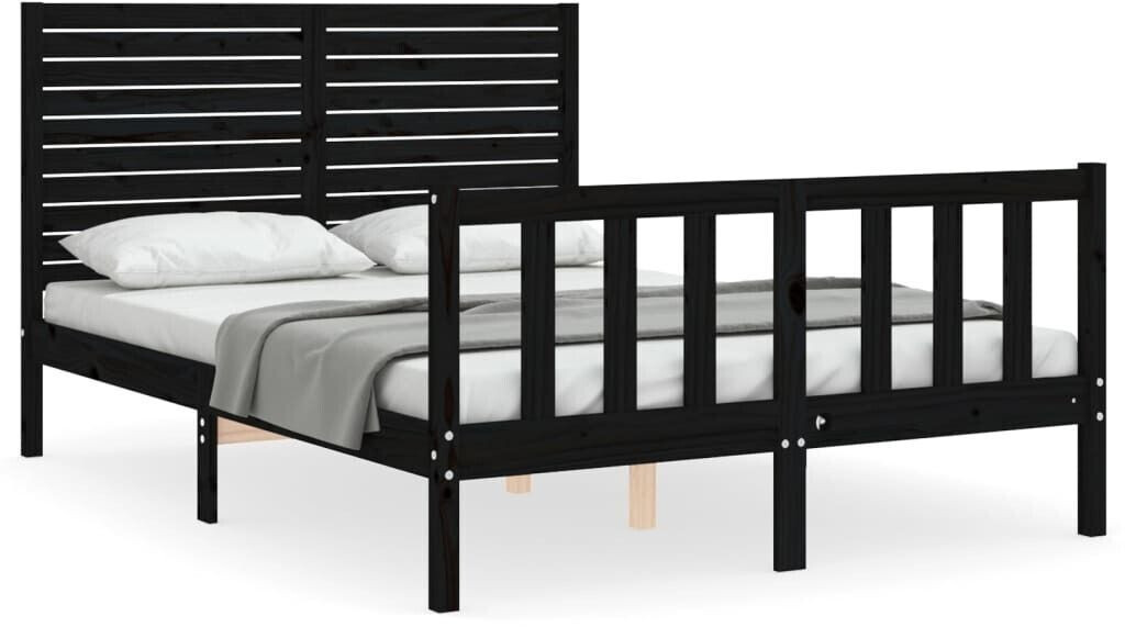 vidaXL Solid wood bed with headboard 120x200cm (3193205)