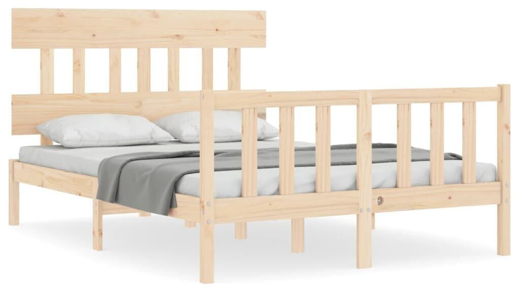 vidaXL Solid wood bed with headboard 120x200cm (3193331)