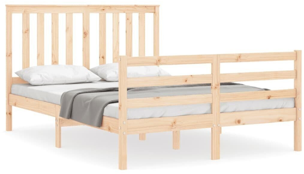 vidaXL Solid wood bed with headboard 120x200cm (3194241)