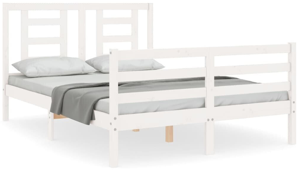 vidaXL Solid wood bed with headboard 120x200cm (3194697)