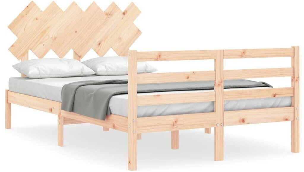 vidaXL Solid wood bed with headboard 120x200cm (3195281)