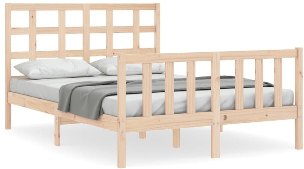vidaXL Solid wood bed with headboard 140x190cm (3192081)