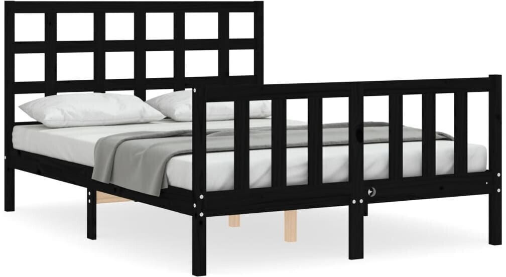 vidaXL Solid wood bed with headboard 140x190cm (3192085)