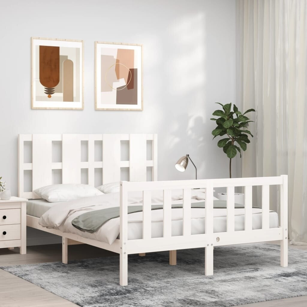 vidaXL Solid wood bed with headboard 140x190cm (3192212)