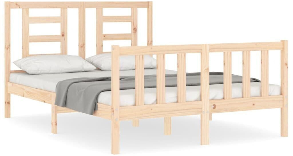 vidaXL Solid wood bed with headboard 140x190cm (3192861)