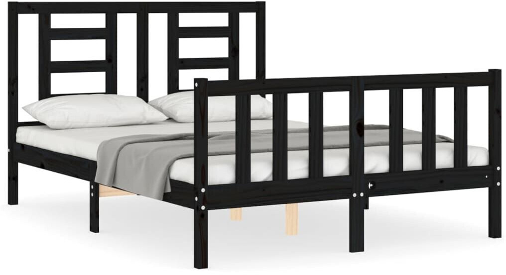 vidaXL Solid wood bed with headboard 140x190cm (3192865)