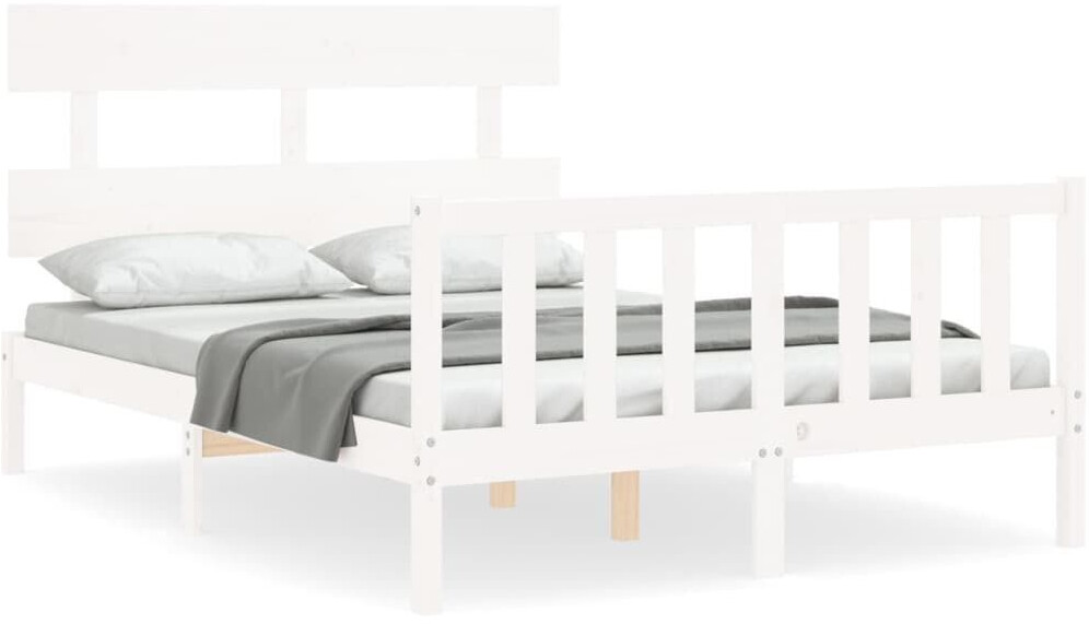 vidaXL Solid wood bed with headboard 140x190cm (3193252)