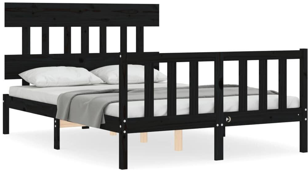 vidaXL Solid wood bed with headboard 140x190cm (3193320)