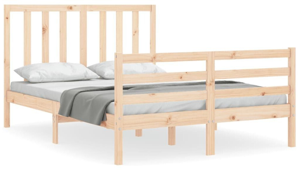 vidaXL Solid wood bed with headboard 140x190cm (3193771)
