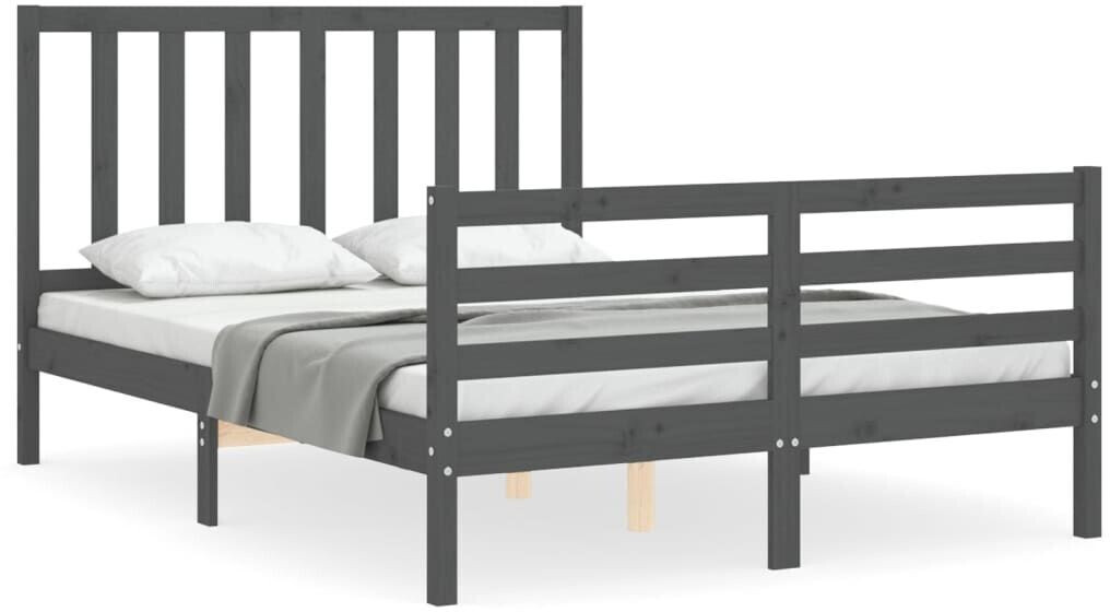 vidaXL Solid wood bed with headboard 140x190cm (3193838)