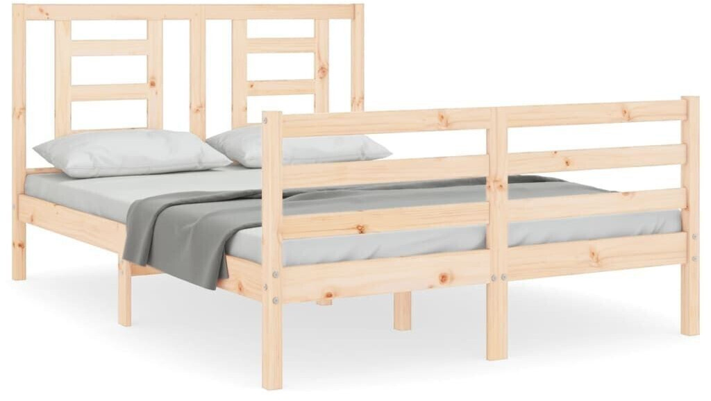 vidaXL Solid wood bed with headboard 140x190cm (3194681)