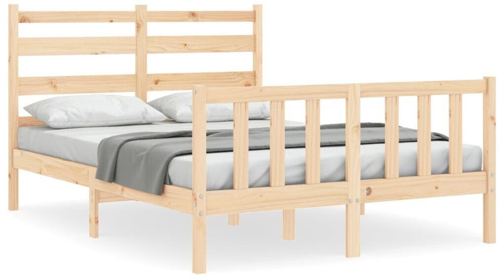 vidaXL Solid wood bed with headboard 140x200cm (3192036)