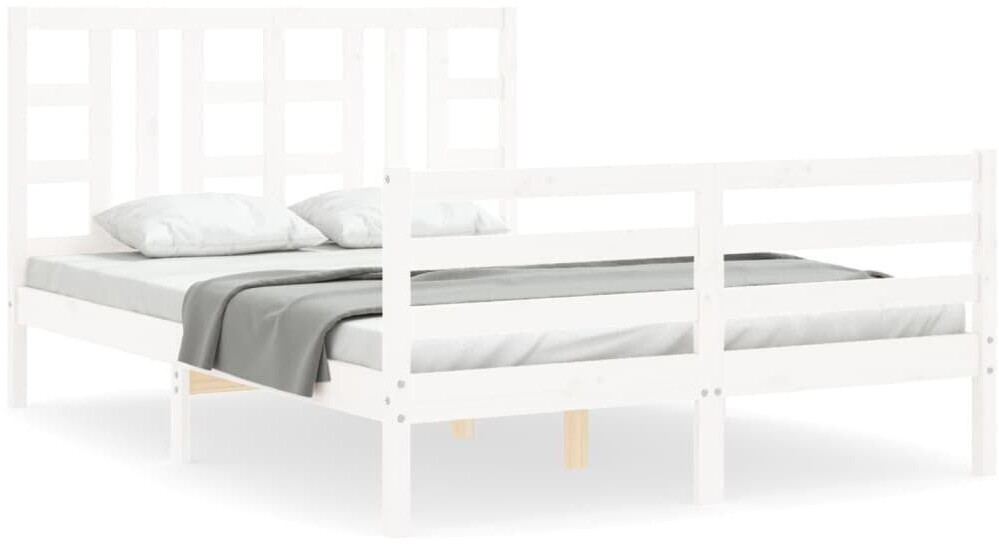 vidaXL Solid wood bed with headboard 140x200cm (3193922)