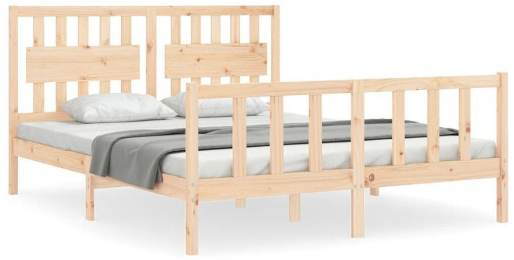 vidaXL Solid wood bed with headboard 160x200cm (3192436)