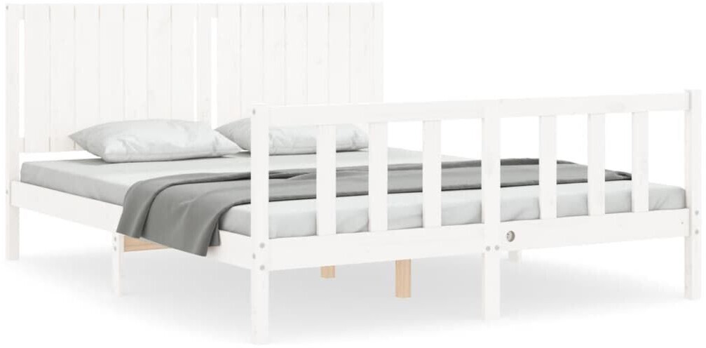 vidaXL Solid wood bed with headboard 160x200cm (3192957)