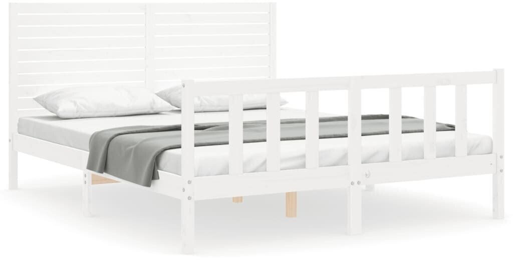 vidaXL Solid wood bed with headboard 160x200cm (3193217)