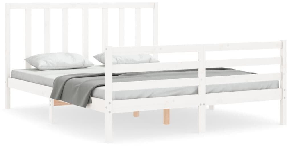 vidaXL Solid wood bed with headboard 160x200cm (3193802)