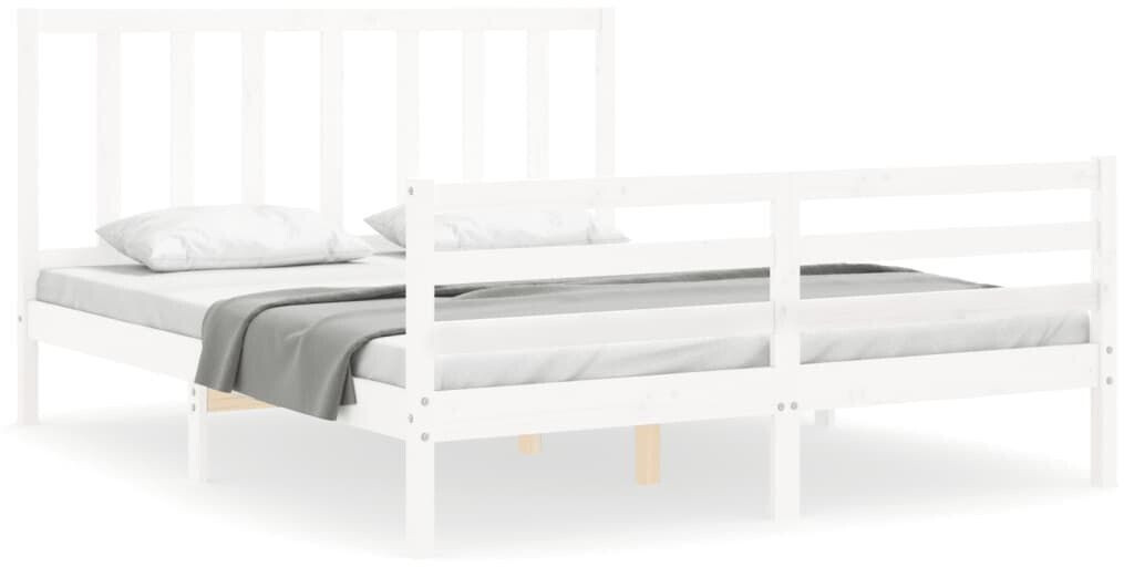 vidaXL Solid wood bed with headboard 160x200cm (3193867)
