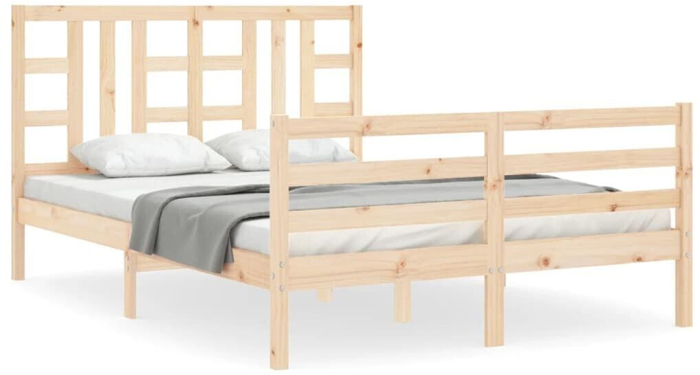 vidaXL Solid wood bed with headboard 160x200cm (3193931)