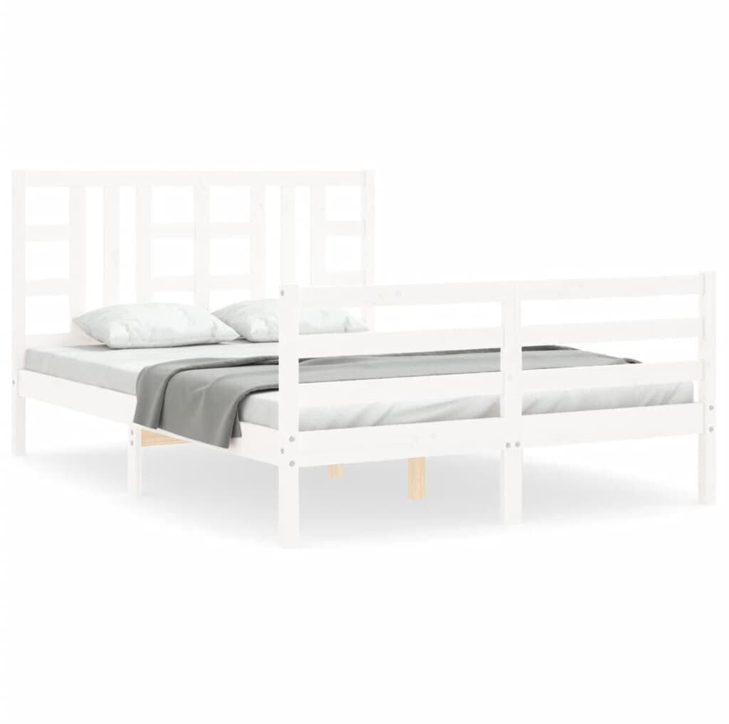 vidaXL Solid wood bed with headboard 160x200cm (3193932)