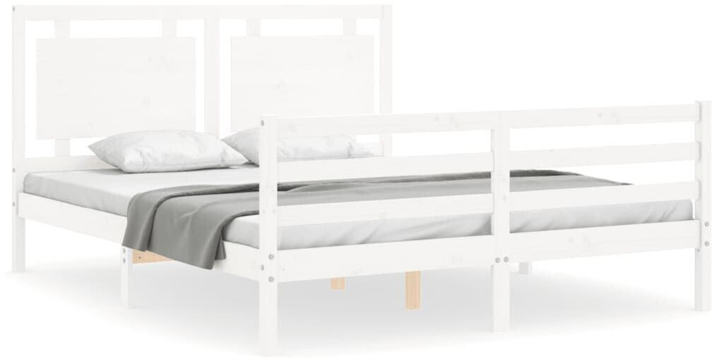 vidaXL Solid wood bed with headboard 160x200cm (3194062)