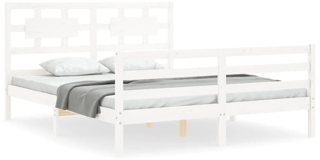 vidaXL Solid wood bed with headboard 160x200cm (3194452)