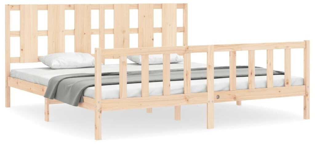 vidaXL Solid wood bed with headboard 180x200cm (3192246)