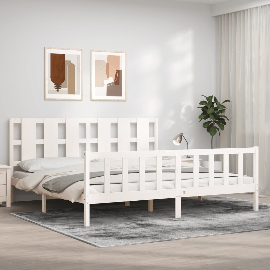 vidaXL Solid wood bed with headboard 180x200cm (3192247)