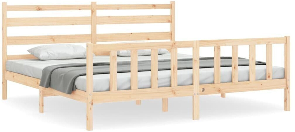 vidaXL Solid wood bed with headboard 200x200cm (3192056)