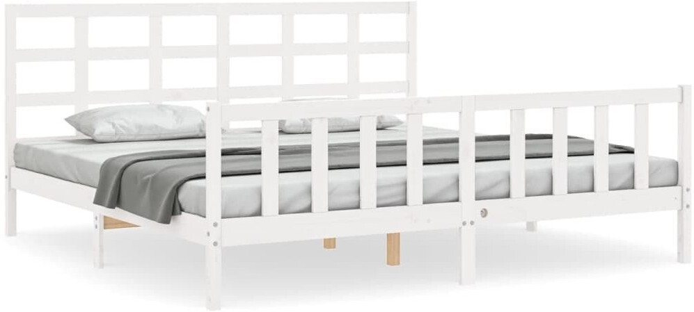 vidaXL Solid wood bed with headboard 200x200cm (3192122)
