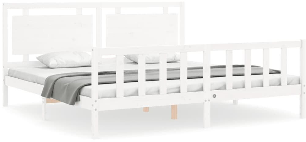 vidaXL Solid wood bed with headboard 200x200cm (3192187)