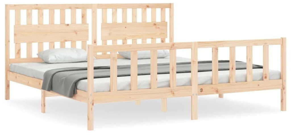 vidaXL Solid wood bed with headboard 200x200cm (3192446)