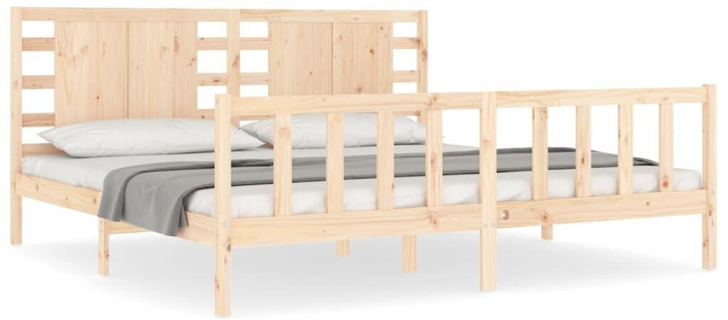 vidaXL Solid wood bed with headboard 200x200cm (3192836)