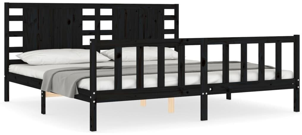 vidaXL Solid wood bed with headboard 200x200cm (3192840)
