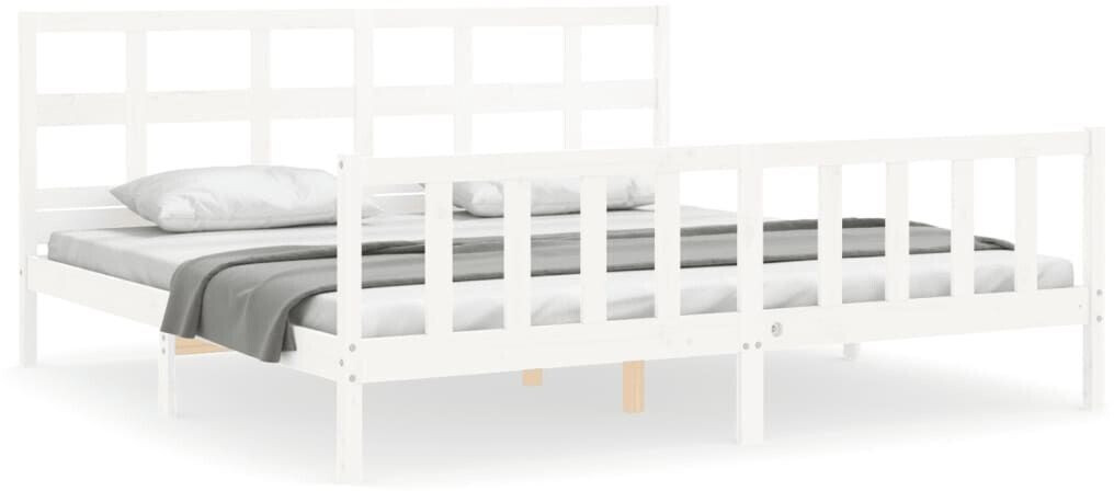 vidaXL Solid wood bed with headboard 200x200cm (3193032)