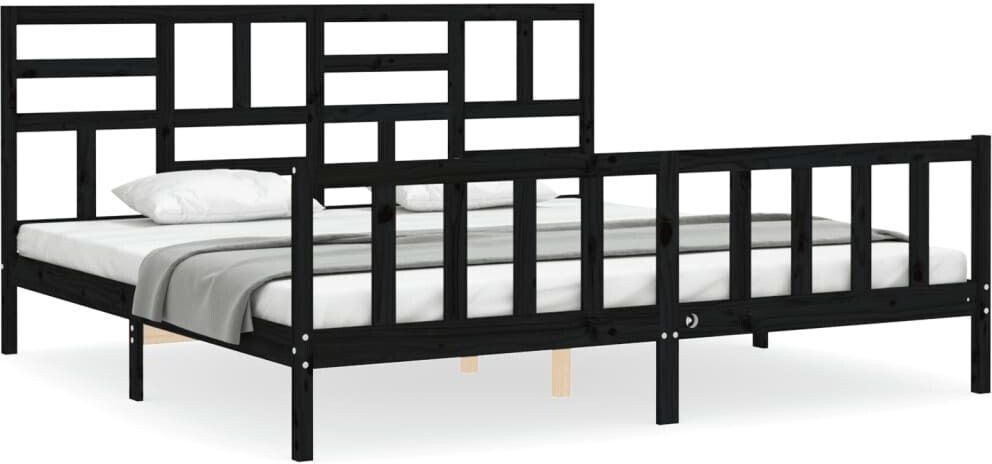 vidaXL Solid wood bed with headboard 200x200cm (3193100)