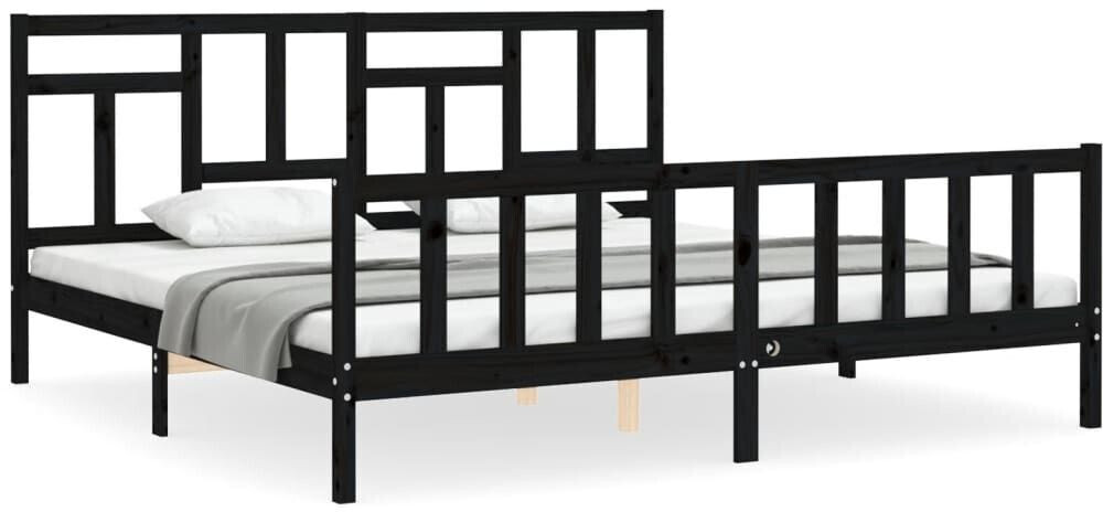 vidaXL Solid wood bed with headboard 200x200cm (3193165)
