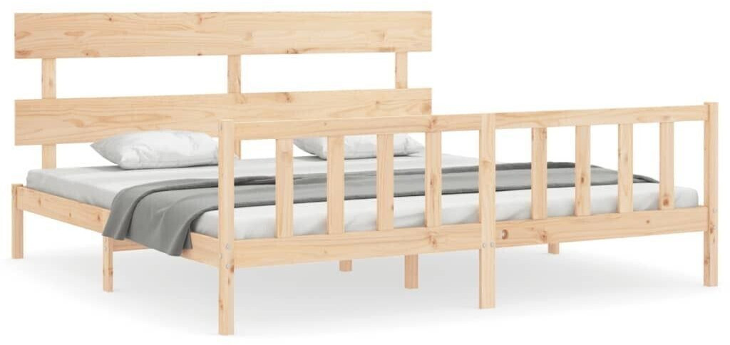 vidaXL Solid wood bed with headboard 200x200cm (3193291)