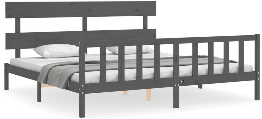 vidaXL Solid wood bed with headboard 200x200cm (3193293)