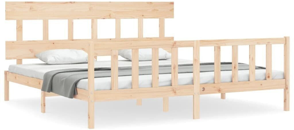 vidaXL Solid wood bed with headboard 200x200cm (3193356)