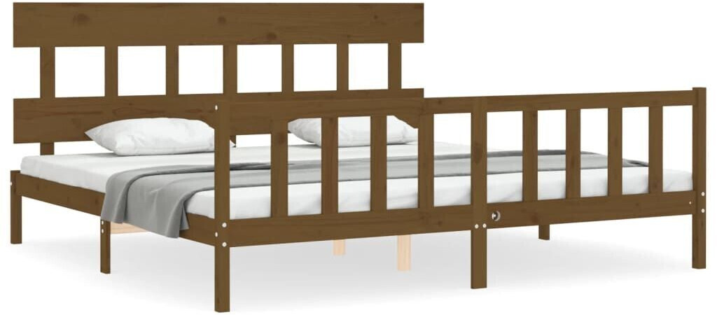 vidaXL Solid wood bed with headboard 200x200cm (3193359)