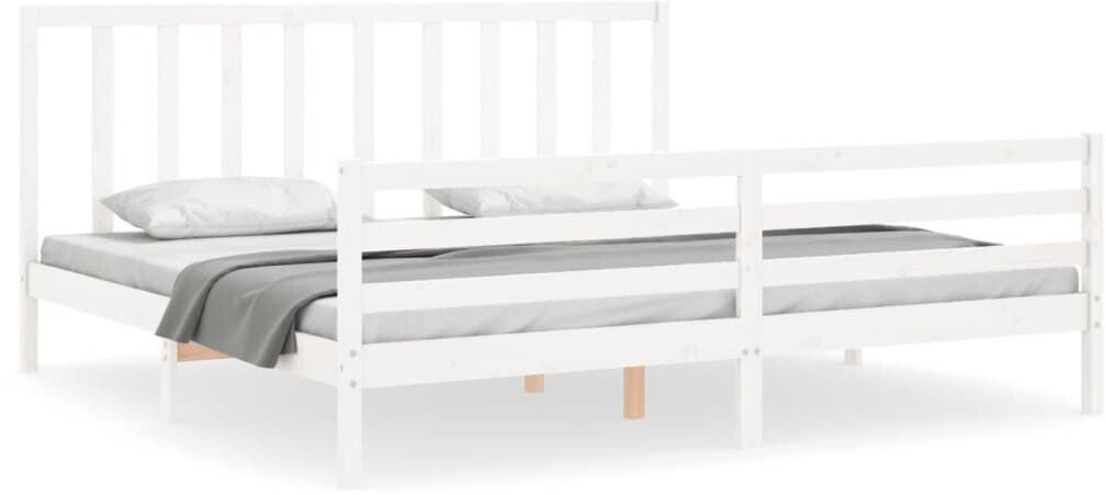 vidaXL Solid wood bed with headboard 200x200cm (3193812)