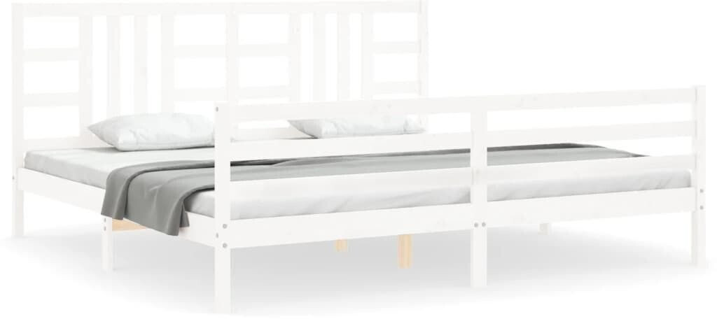 vidaXL Solid wood bed with headboard 200x200cm (3193942)