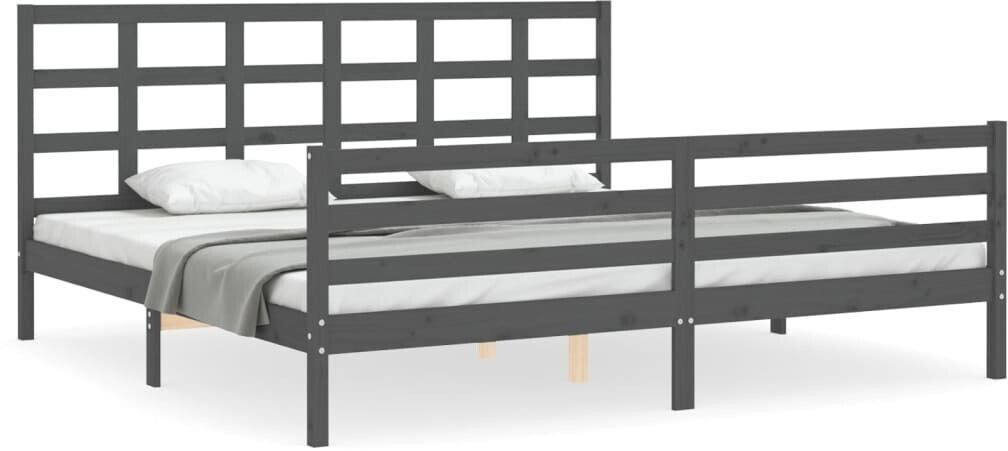 vidaXL Solid wood bed with headboard 200x200cm (3194008)