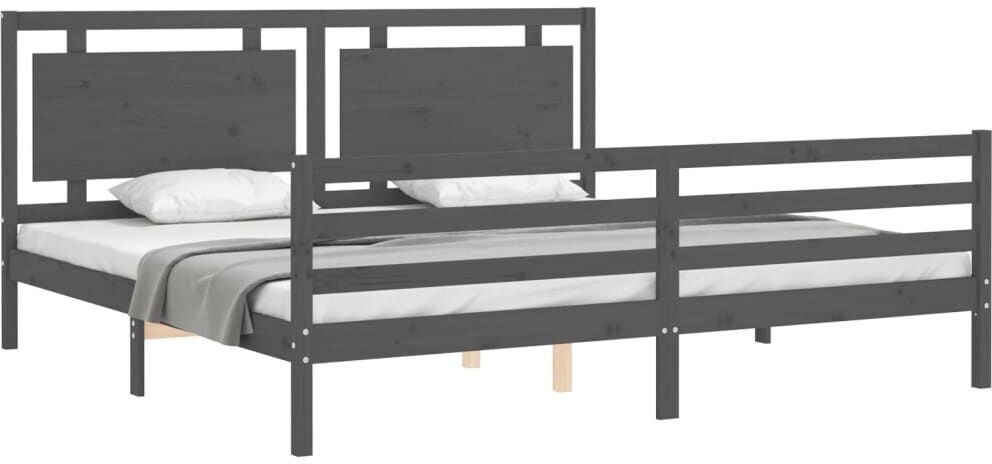 vidaXL Solid wood bed with headboard 200x200cm (3194073)