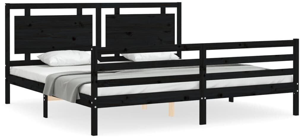 vidaXL Solid wood bed with headboard 200x200cm (3194075)