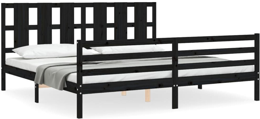 vidaXL Solid wood bed with headboard 200x200cm (3194140)