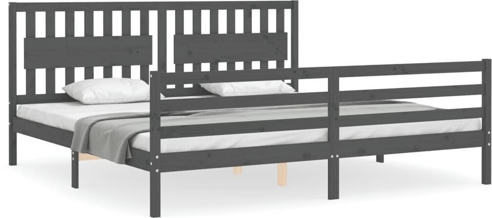 vidaXL Solid wood bed with headboard 200x200cm (3194333)