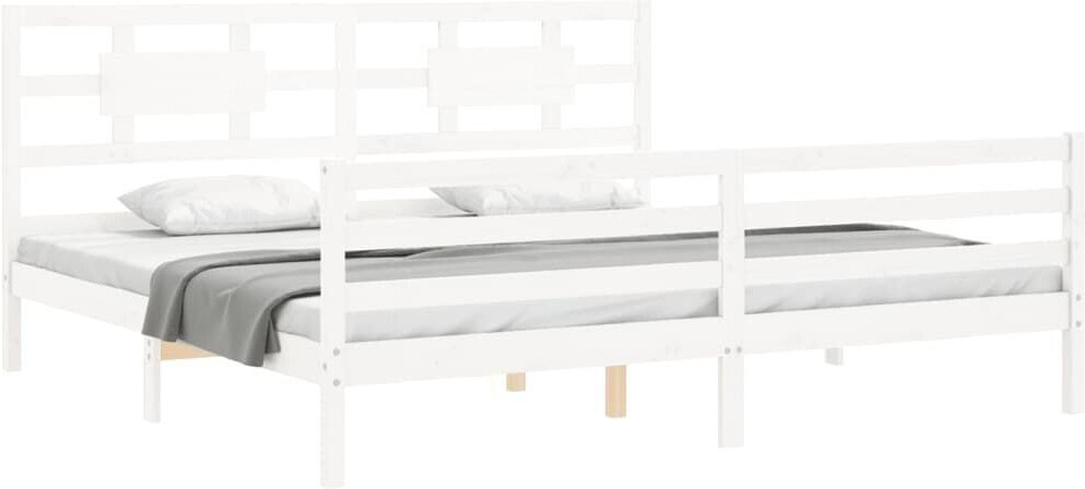 vidaXL Solid wood bed with headboard 200x200cm (3194462)