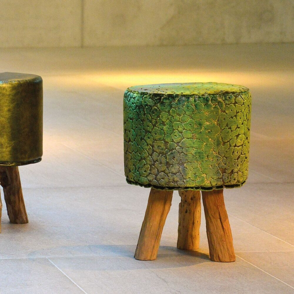 Jan Kurtz Stool KIOWA teak approx Ø 30 cm 45 cm high loden light gray